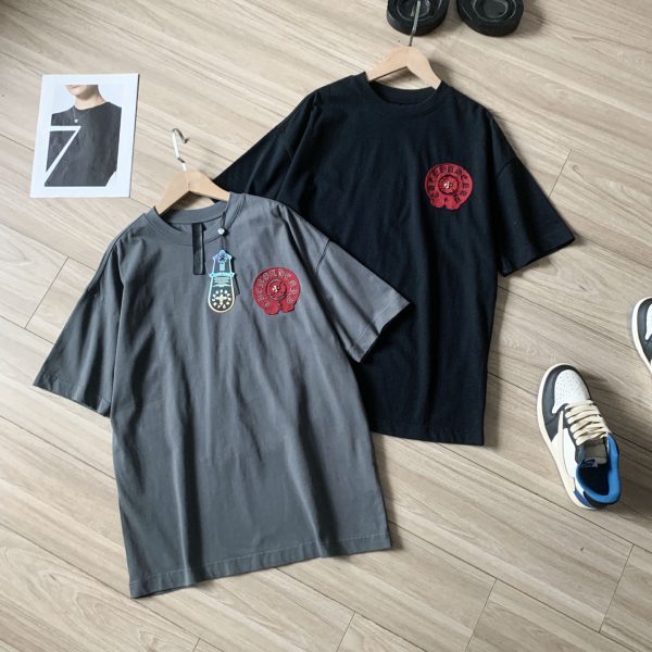 Best Selling Chrome Hearts Short Sleeves Black Cotton Washed Style