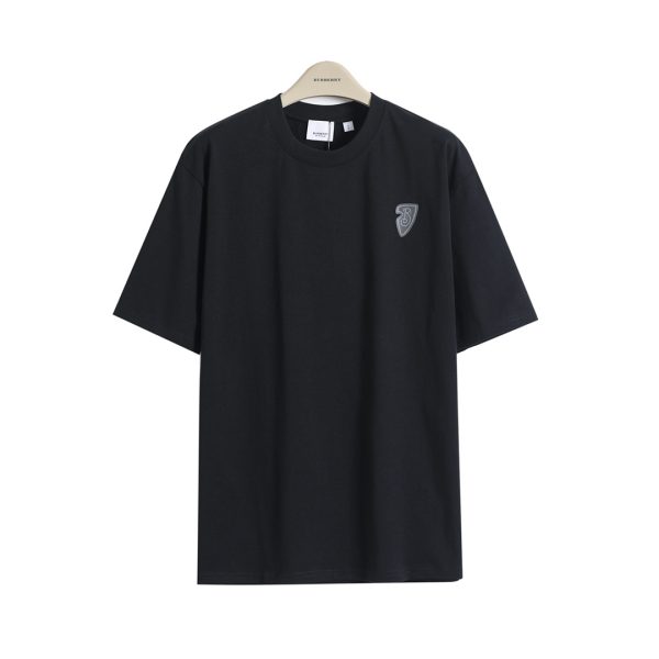Premium Quality Burberry Short Sleeves Black Cotton Print Luxury