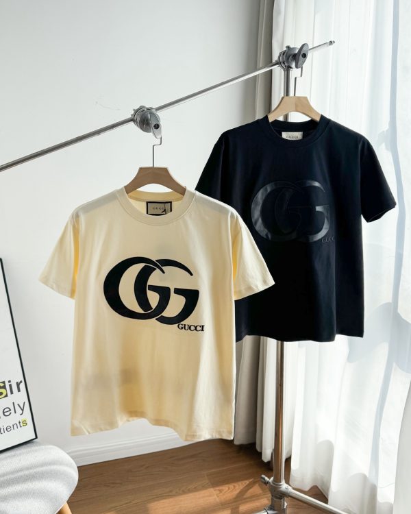 Premium Quality Gucci Short Sleeves Black Leather Embroidered Style