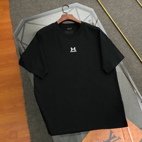 High Quality Balenciaga Short Sleeves Black Cotton Logo Style
