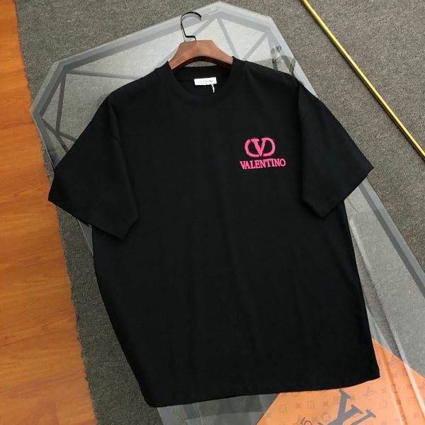 Best Selling Valentino Short Sleeves Black Cotton Print Luxury