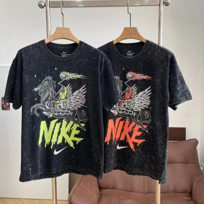 High Quality Nike Short Sleeves Black Cotton Retro Collection