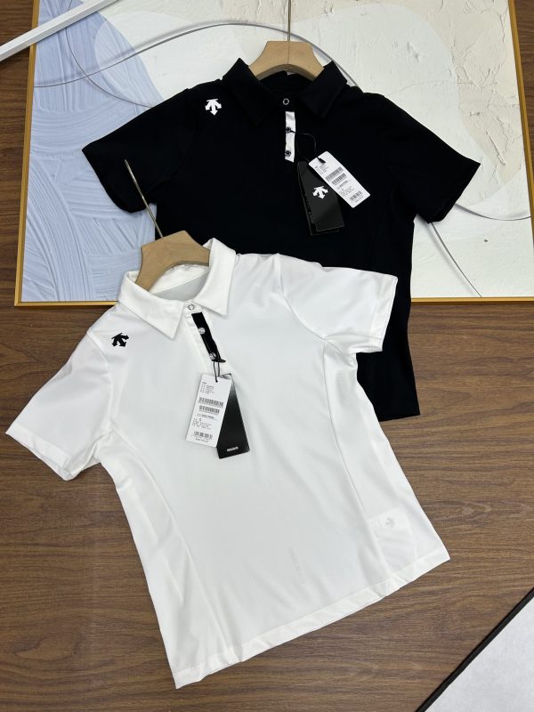 High Quality Descente Short-Sleeved Black Cotton Sporty Style