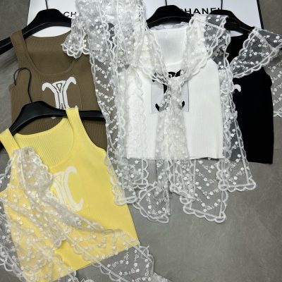 Best Selling Celine Vest Yellow Knit Jacquard Collection