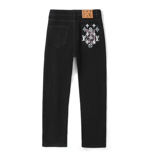 Premium Quality Louis Vuitton Jeans Black Print Luxury
