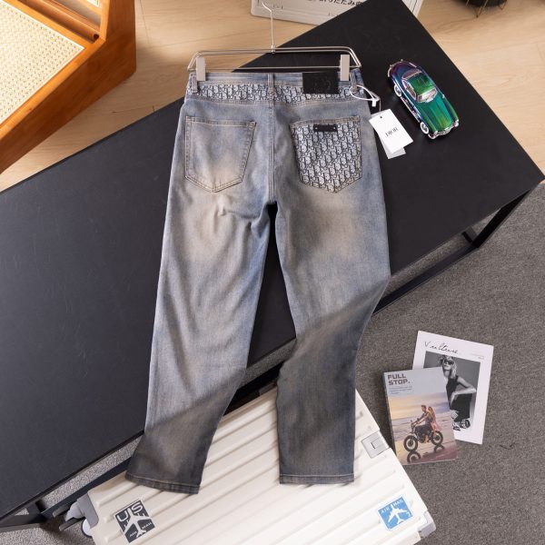 Premium Quality Dior Jeans Gray Denim Print Luxury