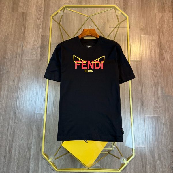 Best Selling Fendi Short Sleeves Black Cotton Washed Style