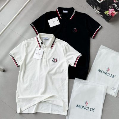 Luxury Moncler Polo Shirt White Cotton Casual Collection