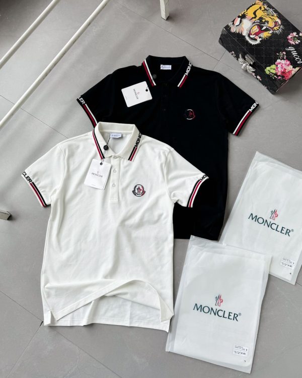 Luxury Moncler Polo Shirt White Cotton Casual Collection