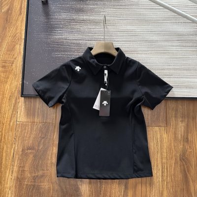Luxury Descente Short-Sleeved Black Cotton Sporty Style