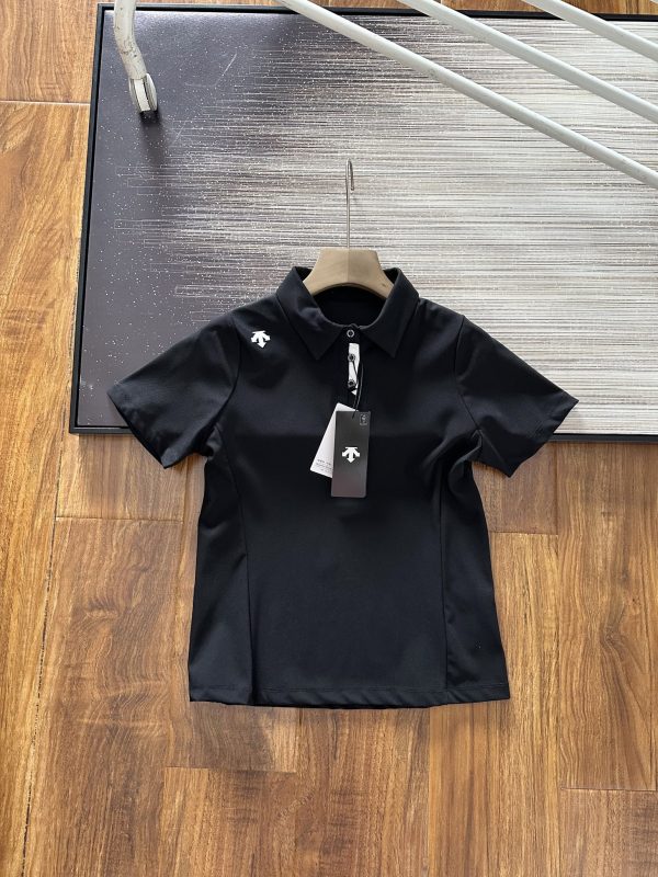 Luxury Descente Short-Sleeved Black Cotton Sporty Style