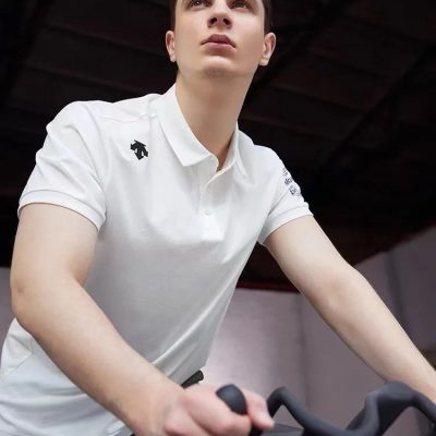 Premium Descente Short-Sleeved Shirts Black Cotton Elegant Collection