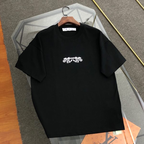 Premium Off-White Short Sleeves White Cotton Logo Luxury