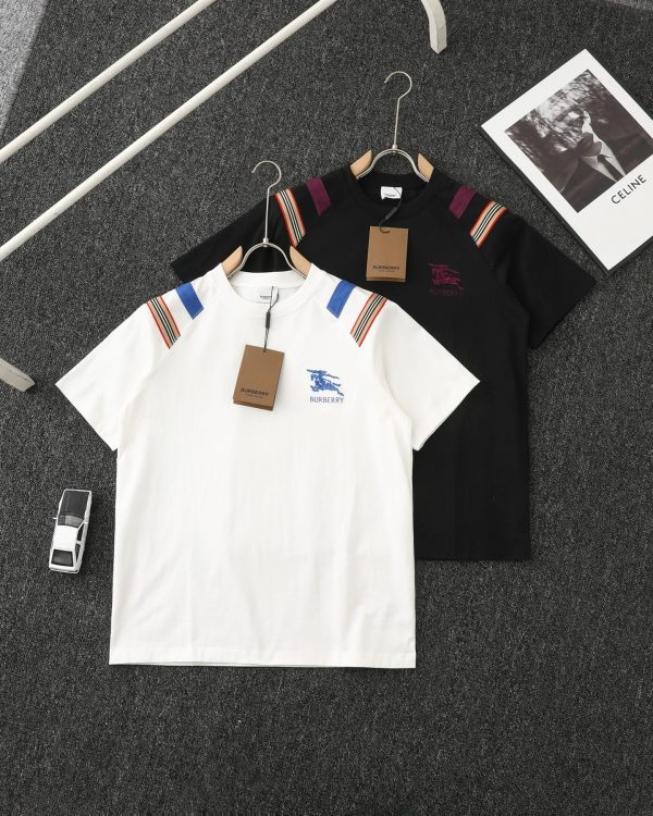Best Selling Burberry Short Sleeves White Cotton Patchwork Luxury