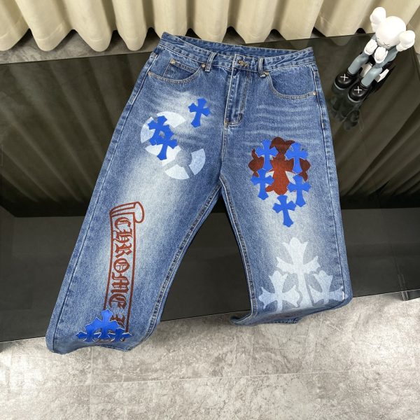Premium Chrome Hearts T-Shirt Blue Leather Print Luxury