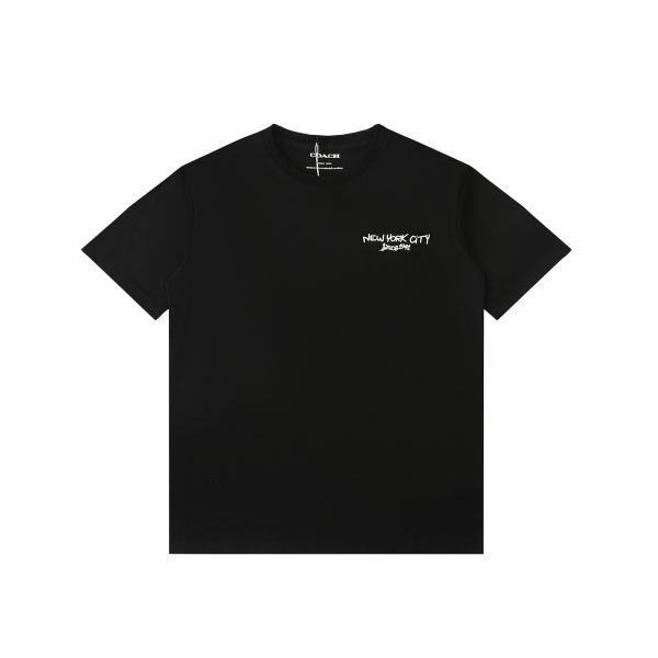 High Quality Coach Short Sleeves Black Cotton Print Style