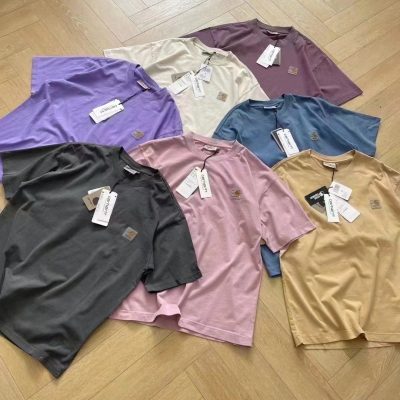 High Quality Carhartt Short Sleeves Beige Cotton Washed Luxury
