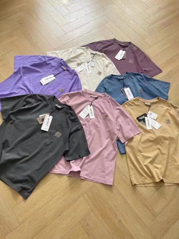 High Quality Carhartt Short Sleeves Beige Cotton Washed Luxury