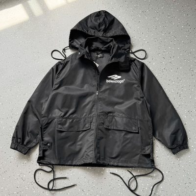Premium Quality Balenciaga Jacket Black Nylon Logo Collection