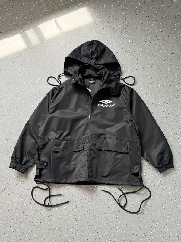 Premium Quality Balenciaga Jacket Black Nylon Logo Style