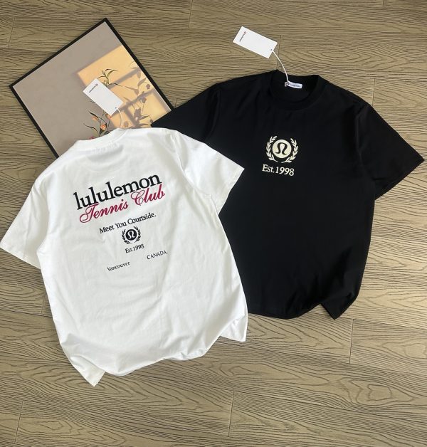 Luxury Lululemon Short Sleeves Black Cotton Monogram Luxury