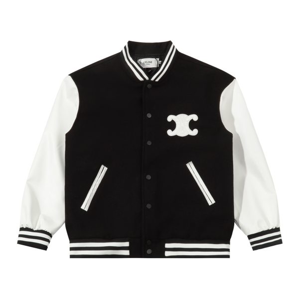 Luxury Celine Coats Black Wool Jacquard Style