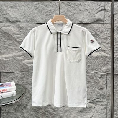 Luxury Moncler Polo Shirt White Monogram Luxury