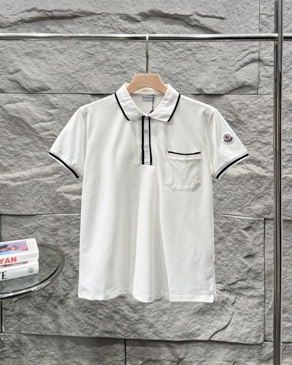 Luxury Moncler Polo Shirt White Monogram Luxury