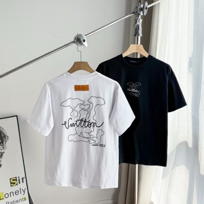 Best Selling Louis Vuitton Short-Sleeved Shirt Black Solid Luxury
