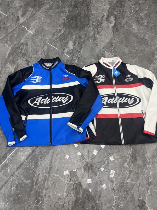 High Quality Adidas Jackets Black Leather Embroidery Luxury