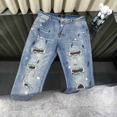 Premium Quality Ami Pants Denim Patchwork Style