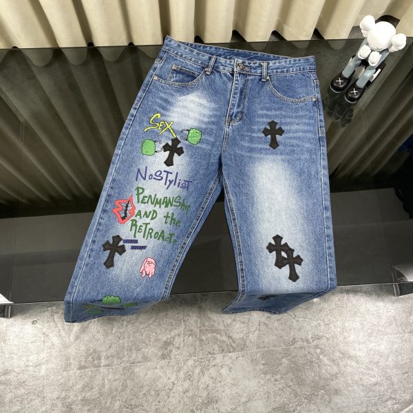 Premium Quality Chrome Hearts Jeans Black Denim Washed Collection