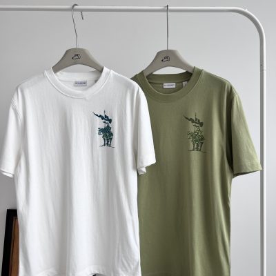 Premium Quality Burberry Short-Sleeved T-Shirts Green Cotton Logo Luxury