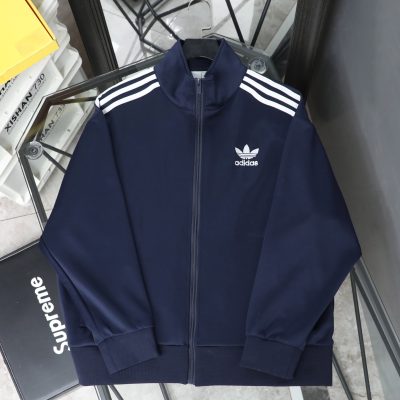 Luxury Adidas Coat Blue Cotton Classic Style