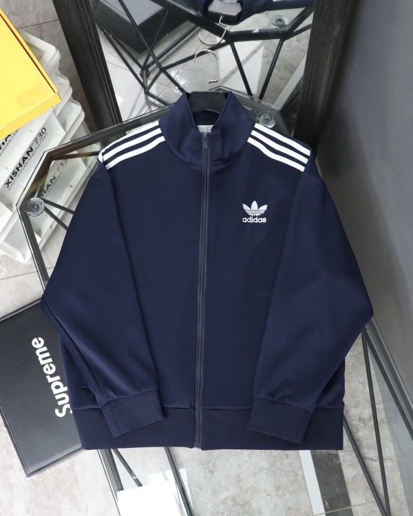 Luxury Adidas Coat Blue Cotton Classic Style