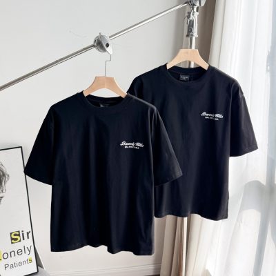 Luxury Balenciaga Short-Sleeved Shirt Black Logo Collection