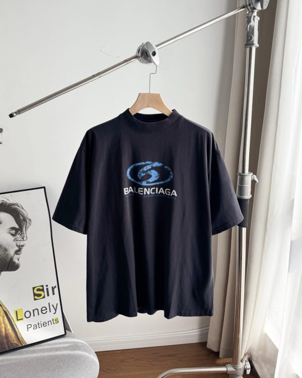 Luxury Balenciaga Short-Sleeved Shirt Black Logo Luxury