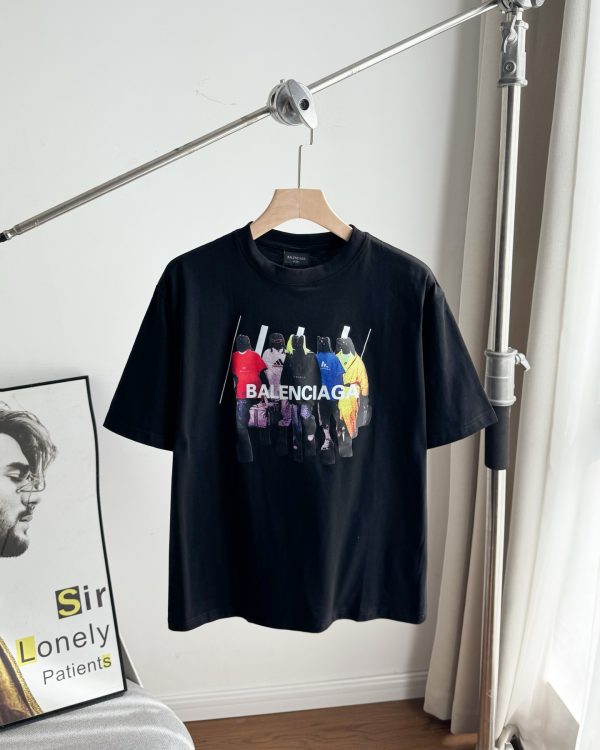 High Quality Balenciaga Short-Sleeved Shirt Black Logo Collection
