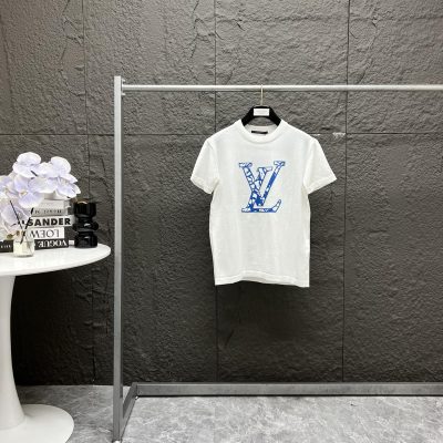 Premium Louis Vuitton Short Sleeves Blue Cotton Camouflage Luxury