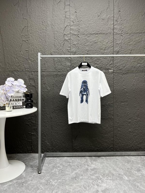 Premium Louis Vuitton Short Sleeves Black Cotton Logo Collection