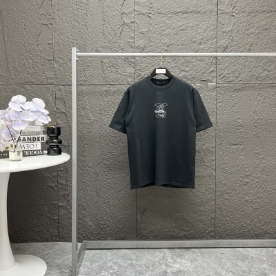 Best Selling Louis Vuitton Short Sleeves Black Cotton Logo Style