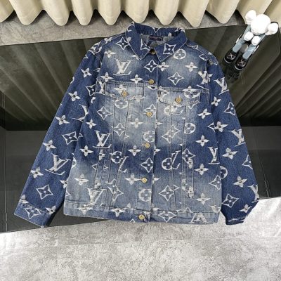 Luxury Louis Vuitton Coats White Denim Distressed Style