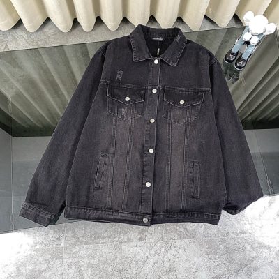 Best Selling Balenciaga Jackets Black Denim Distressed Luxury