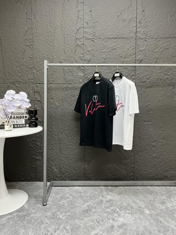 High Quality Valentino Short Sleeves Black Cotton Logo Style