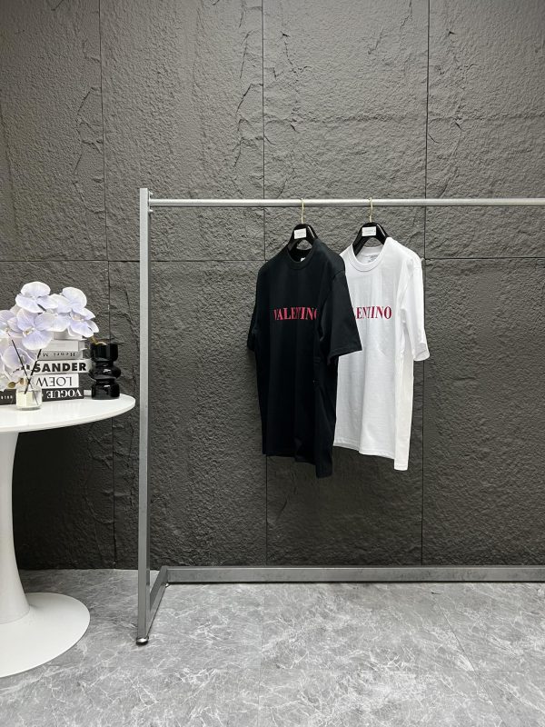 Premium Quality Valentino Short Sleeves Black Cotton Classic Collection