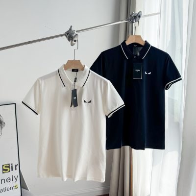 Best Selling Fendi Polo Shirt Black Logo Style
