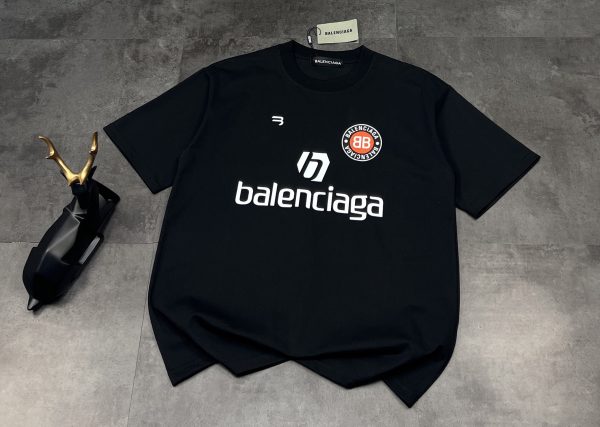 Premium Balenciaga Short Sleeves Black Jersey Logo Luxury
