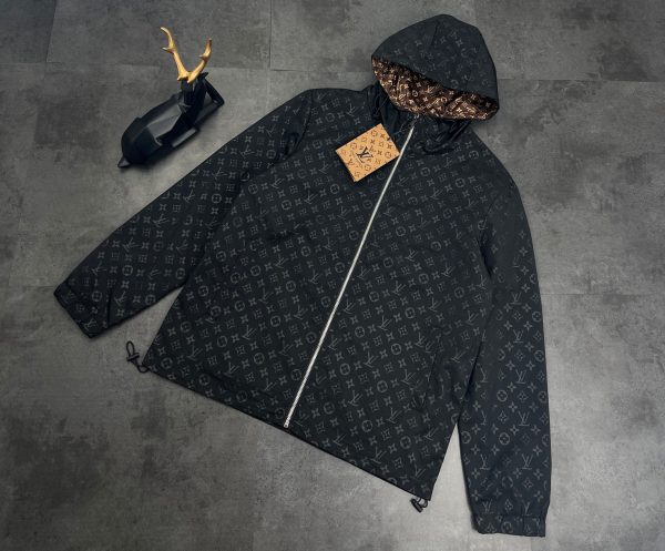 Premium Quality Louis Vuitton Jackets Black Polyester Jacquard Collection