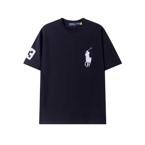 Luxury Ralph Lauren Short Sleeves Black Cotton Classic Style