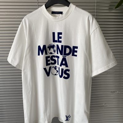 Luxury Louis Vuitton Short Sleeves Blue Nylon Print Luxury
